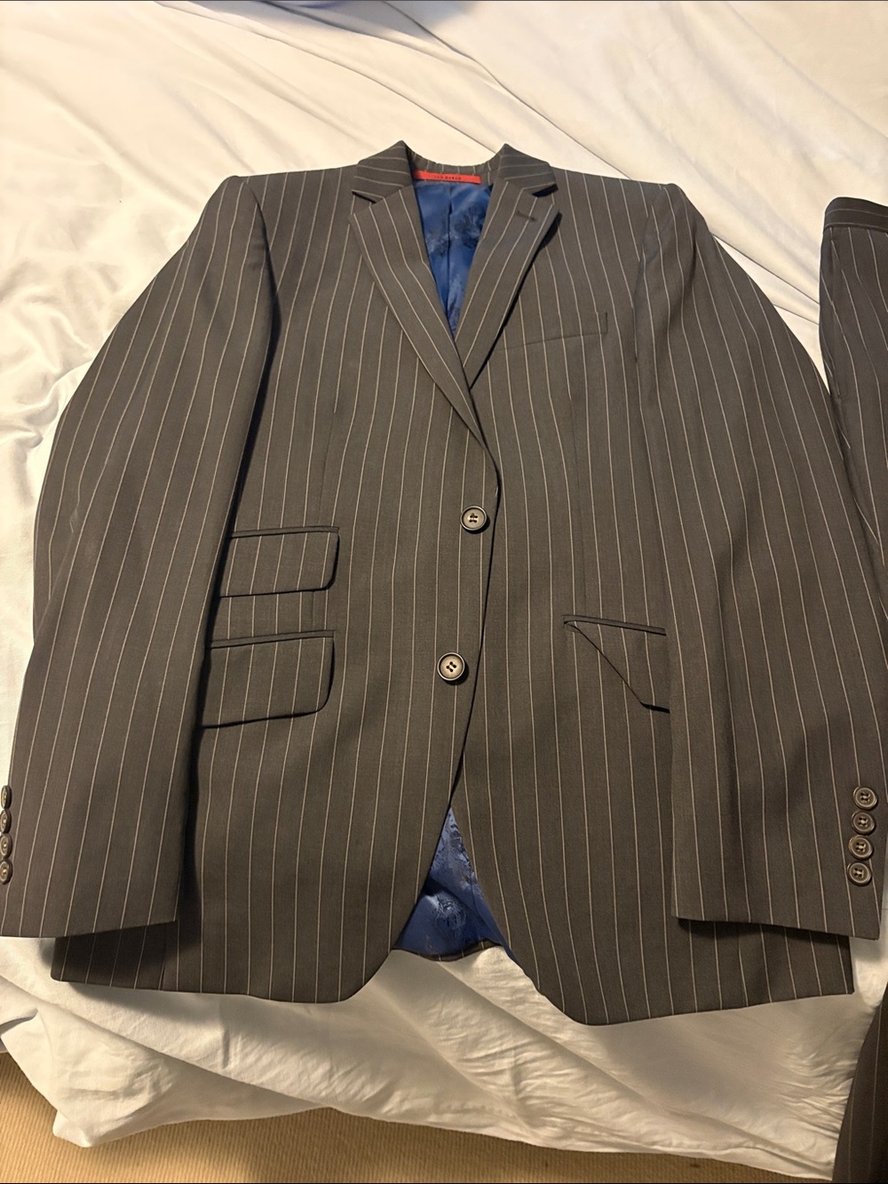 Ted Baker Men's Charcoal Pinstripe Suit - Classic Tailored Jacket and Pant.